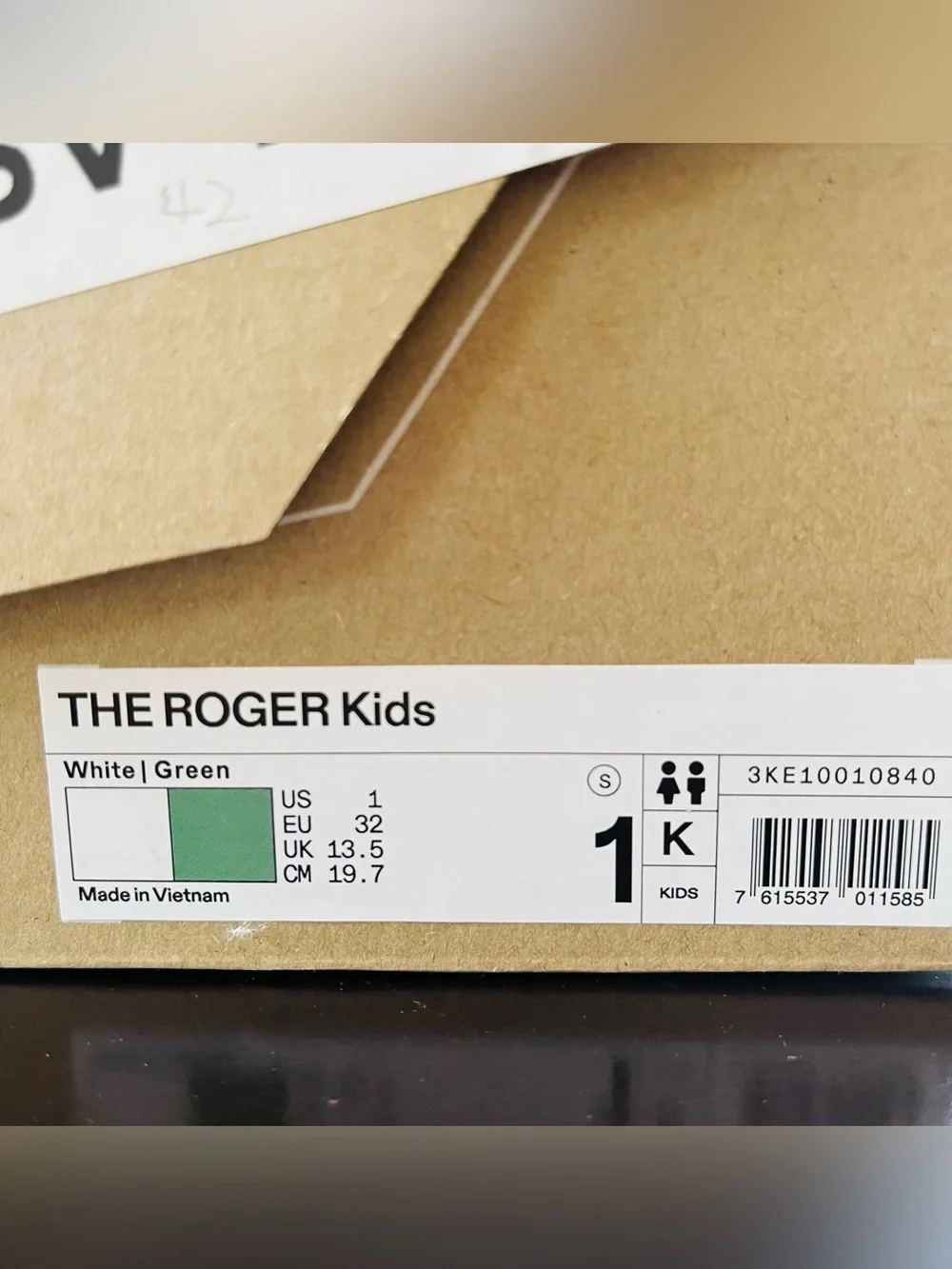 Sz 1K On THE ROGER Kids Unisex Sneakers White/Green 3KE10010840